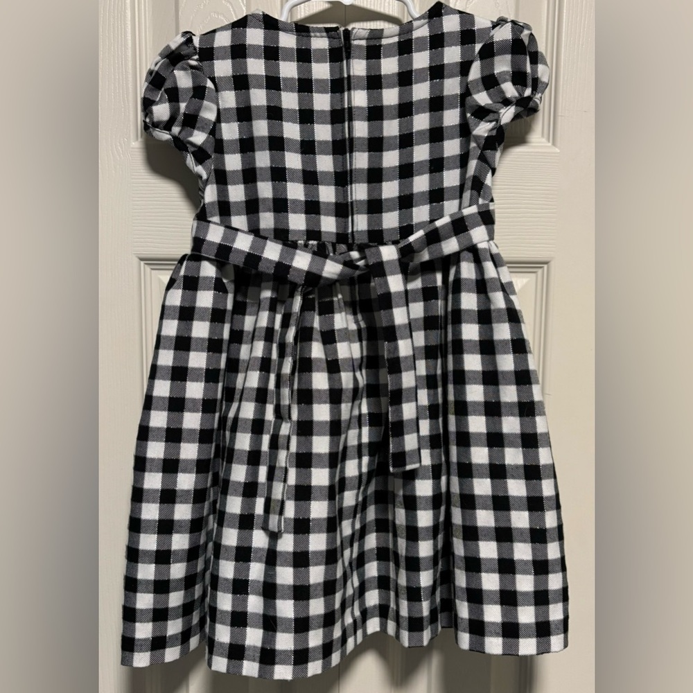 Girls Buffalo Check Holiday Party Dress Red Rosette Puff Sleeve 4T - Picture 4 of 6